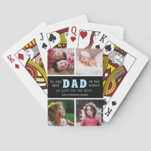 Happy Father's Day Best Dad 4 Photo Collage Playing Cards