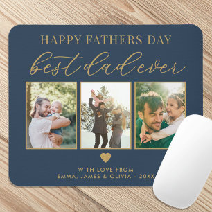 Happy Fathers Day Best Dad Ever 3 Photo Collage Mouse Pad
