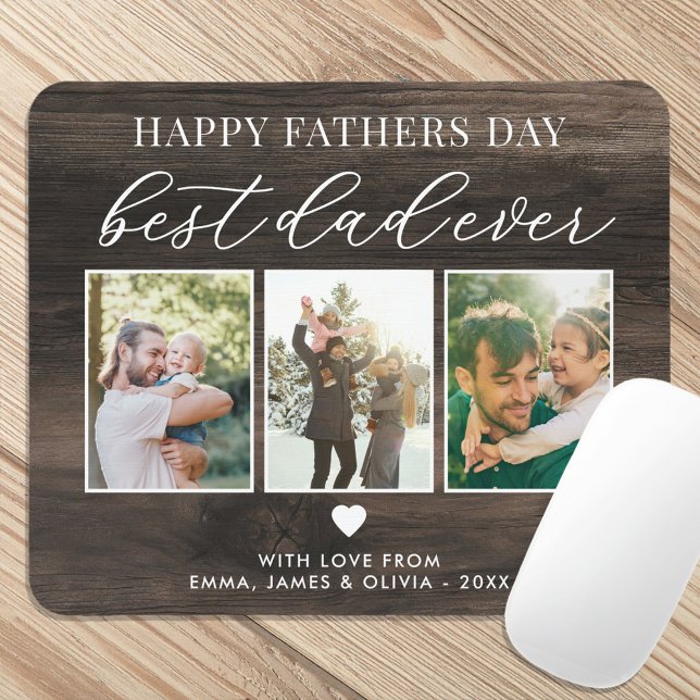 Happy Fathers Day Best Dad Ever 3 Photo Collage Mouse Pad (Creator Uploaded)