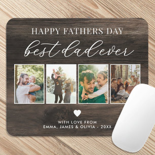 Happy Fathers Day Best Dad Ever 4 Photo Collage Mouse Pad