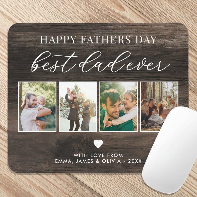 Happy Fathers Day Best Dad Ever 4 Photo Collage Mouse Pad (Creator Uploaded)