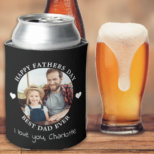 Happy Father's Day Best Dad Ever Custom 2 Photo Can Cooler