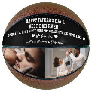 Happy Father's Day Best Dad Ever Custom Photo Text Basketball