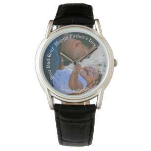 Happy Father's day Best dad ever Custom photo text Watch