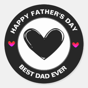 Happy Father's Day Best Dad Ever Cute Hearts Gift Classic Round Sticker