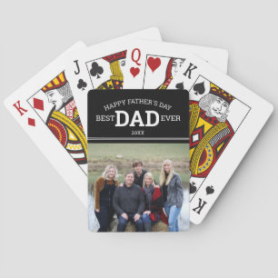 Happy Father's Day Best Dad Ever Family Photo Playing Cards