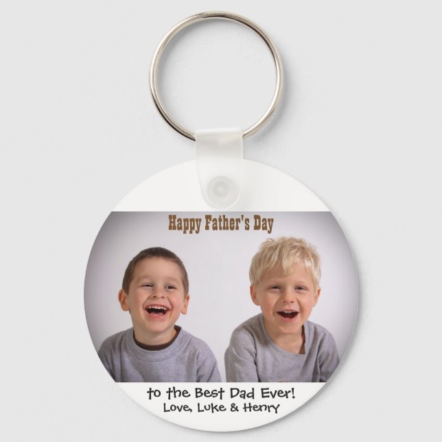 Happy Father's Day Best Dad Ever Kids Photo Key Ring (Front)