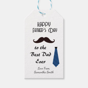 Happy Father's Day Best Dad Ever Moustache Tie Gift Tags