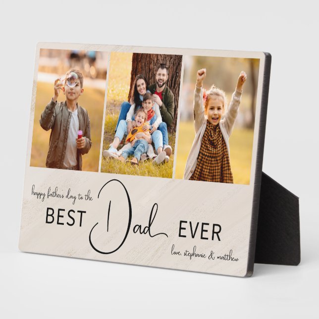 Happy Father's Day Best Dad Ever Photo Collage Plaque (Side)