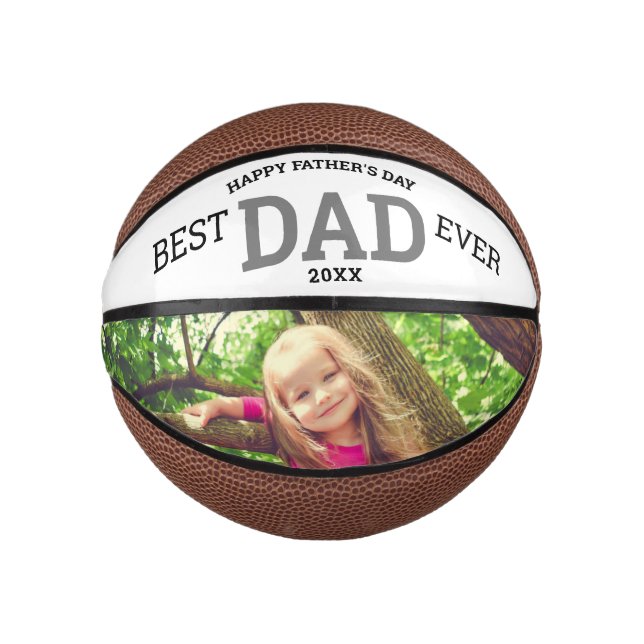 Happy Father's Day Best Dad Ever Photo Mini Basketball (Front)