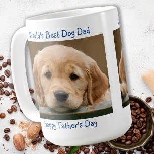 Happy Father's Day - Best Dog Dad Blue Pet Photo Coffee Mug