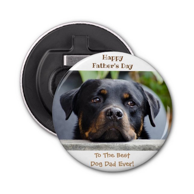 Happy Father's Day Best Dog Dad Photo Bottle Opener (Front)