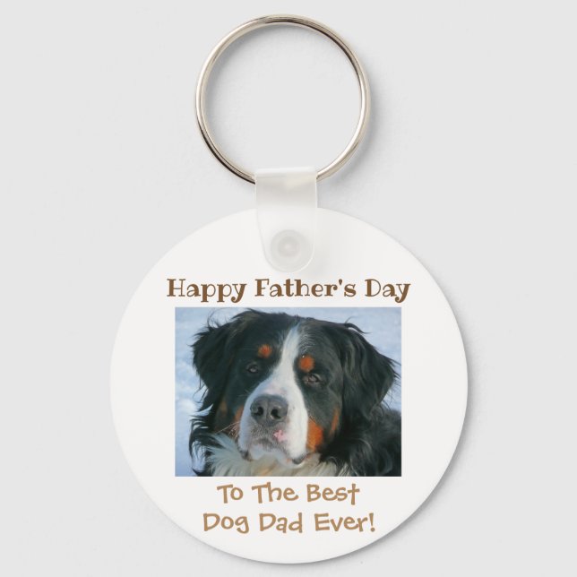 Happy Father's Day Best Dog Dad Photo Key Ring (Front)