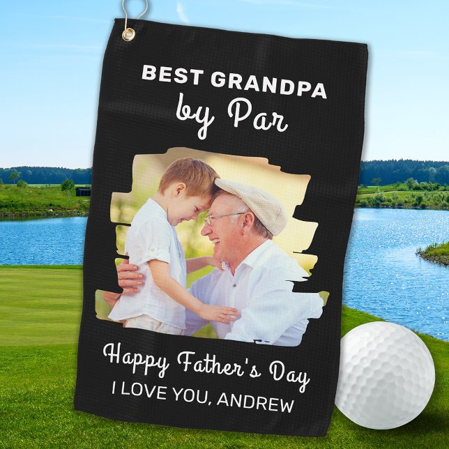 Happy Father's Day Best Grandpa By Par Photo Golf Towel (Creator Uploaded)