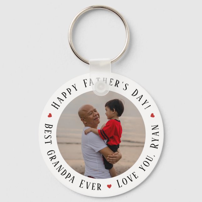 Happy Father's Day Best Grandpa Ever Add Photo Key Ring (Front)