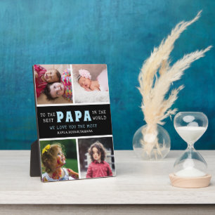 Happy Father's Day Best Papa 4 Photo Collage Plaque