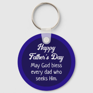 Happy Father's Day Bible Verse Dark Blue Key Ring