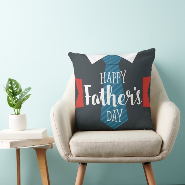 Happy Fathers Day Big Tie Blue Red White Cushion (Chair)