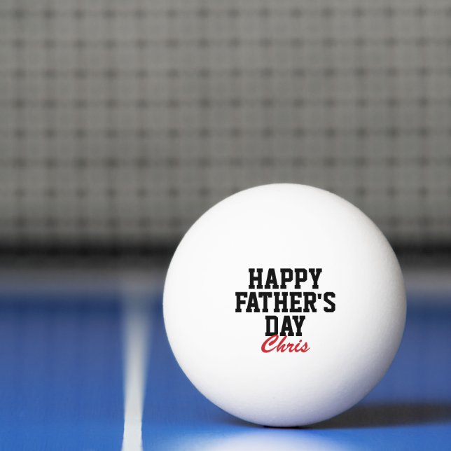 Happy Father's Day Black and Red Monogrammed Ping Pong Ball (Net)