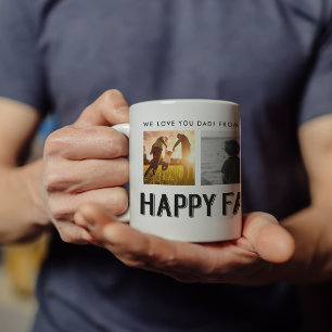 Happy Father's Day Black and White 4 Photo Grid Coffee Mug
