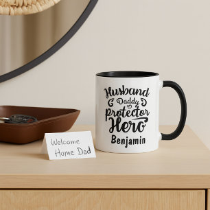 Happy Father's Day Black and White Mug