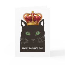 Happy Father's Day Black Cat wearing Crown