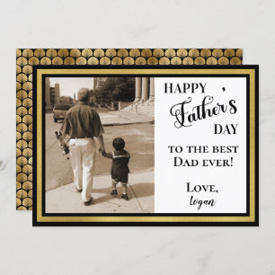 Happy Father's Day Black & Gold Art Deco Card