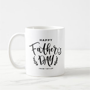 Happy Father's Day Black Hand Lettering Custom Coffee Mug