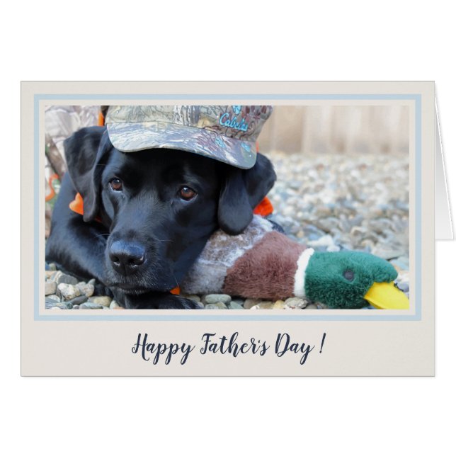 Happy Father's Day Black Labrador Cute Duck Dog - (Front Horizontal)