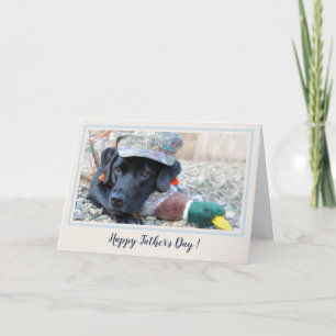 Happy Father's Day Black Labrador Cute Duck Dog Card