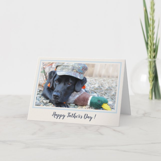 Happy Father's Day Black Labrador Cute Duck Dog Card (Front)