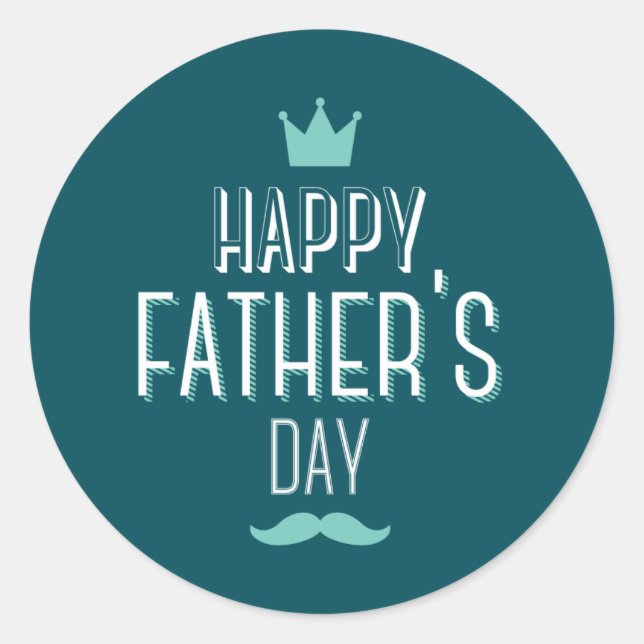 Happy Father's Day Blue Design Classic Round Sticker (Front)