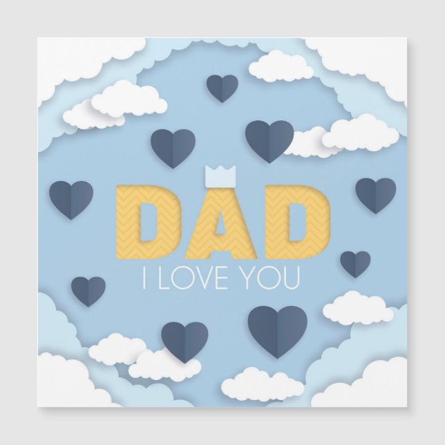 Happy Father's Day blue hearts in the sky Card (Front)