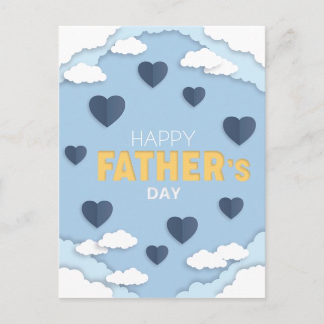 Happy Father's Day blue hearts in the sky Card (Front)