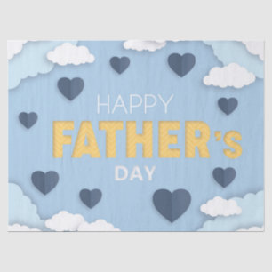 Happy Father's Day blue hearts in the sky Tissue Paper
