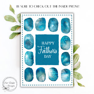 Happy Father's Day Blue Ink Art Card