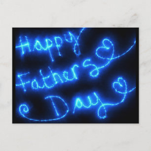 Happy Father's Day Blue Lights Postcard