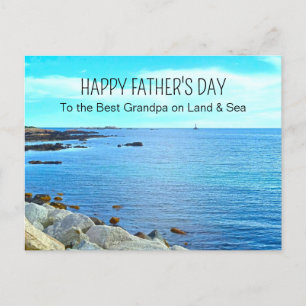 Happy Father's Day Blue Ocean Photo Azure Sky Holiday Postcard