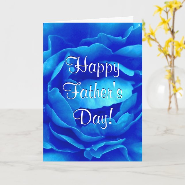 Happy Father's Day Blue Rose II Card (Yellow Flower)