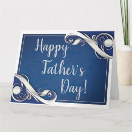 Happy Father's Day Blue white Card
