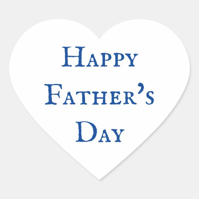 Happy Father's Day Blue White Classy Cool 2024 Heart Sticker (Front)