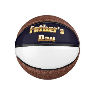 Happy Father's Day Bold Gold 3D Text Design Mini Basketball