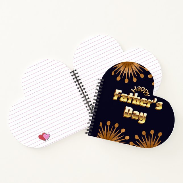 Happy Father's Day Bold Gold 3D Text Design Notebook (Inside)