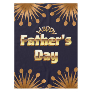 Happy Father's Day Bold Gold 3D Text Design Tablecloth