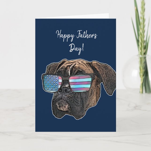 Happy Father's day boxer dog greeting card (Front)