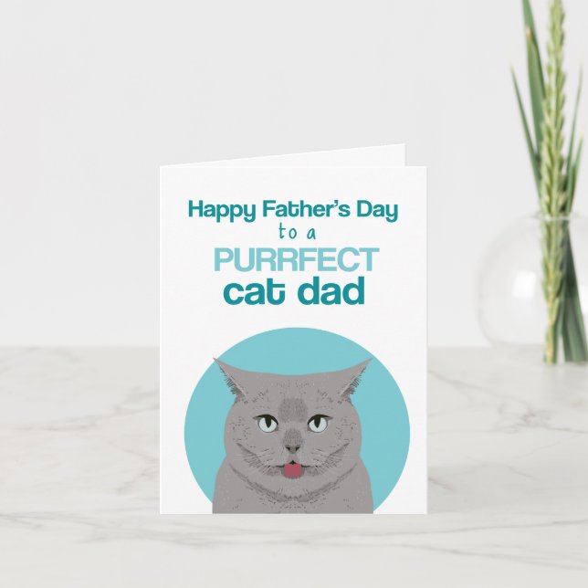 Happy Father's Day British Shorthair cat Card (Front)