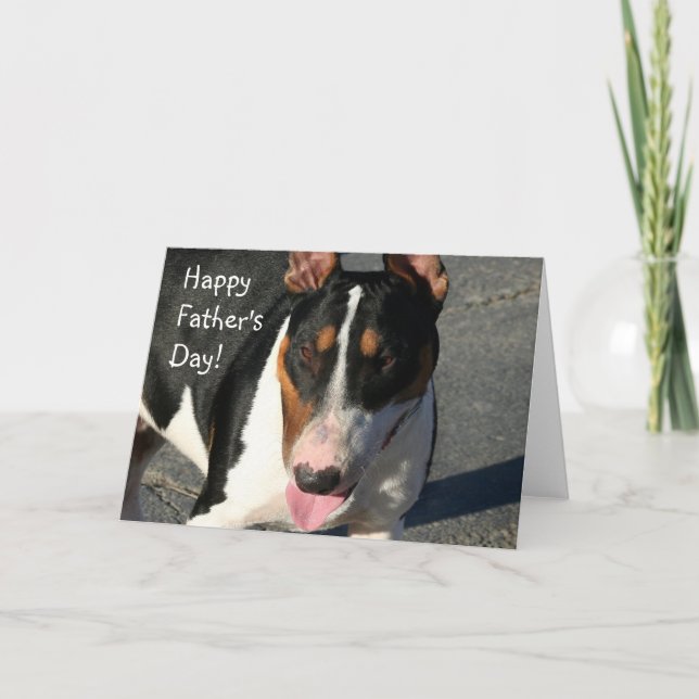 Happy Father's Day Bull Terrier greeting card (Front)