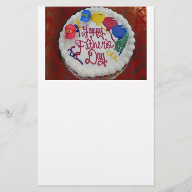 Happy Father's Day Cake Stationery (Front)