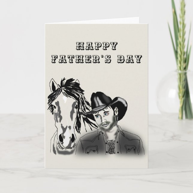 Happy Father's Day Card Cowboy and Horse (Front)
