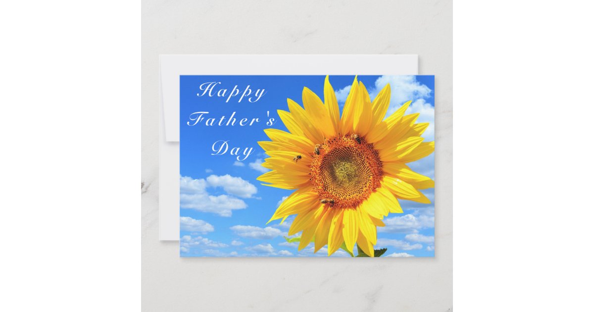 Happy Father's Day Card Sunflower and Bees | Zazzle